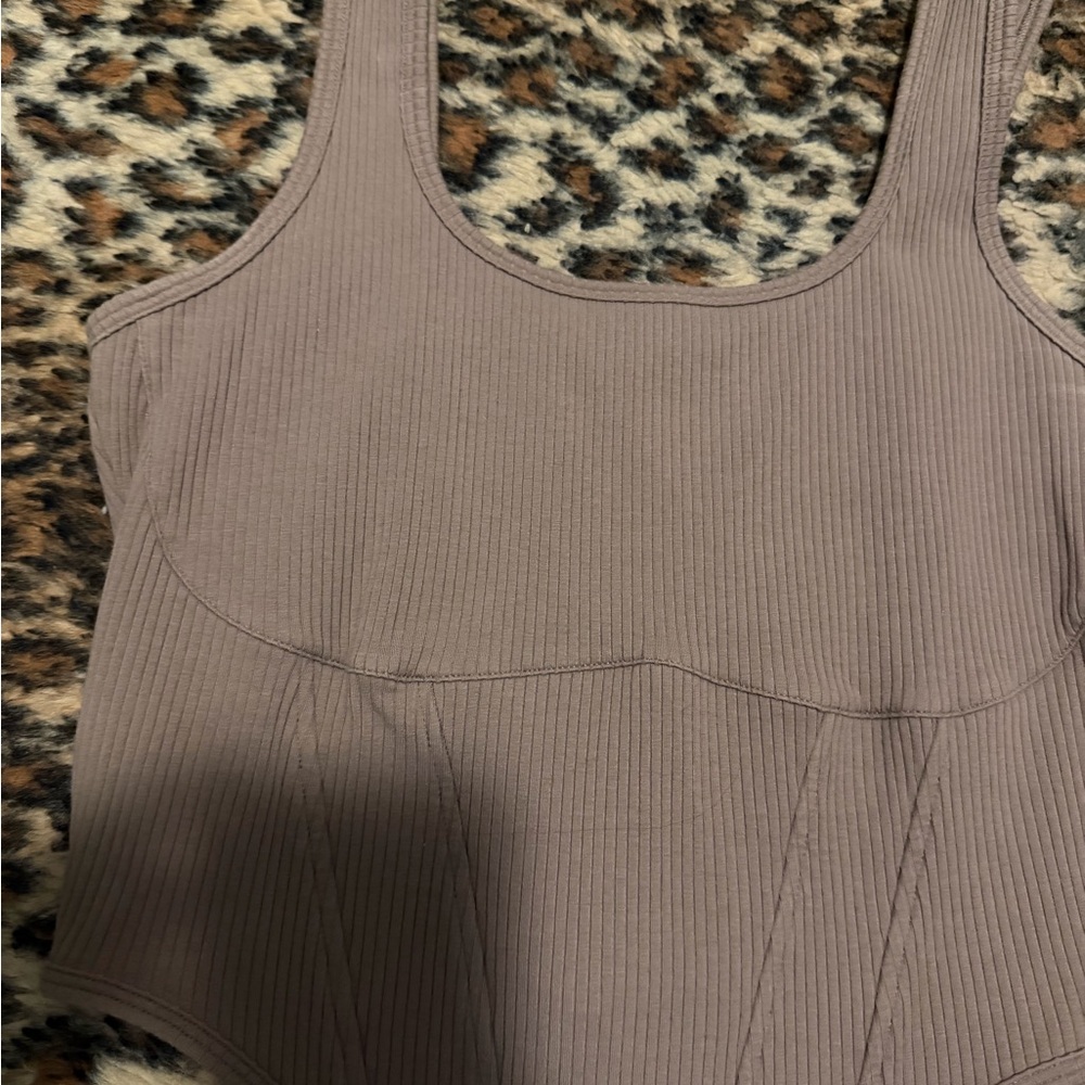 Ribbed Scoop Neck Tank Top - Mauve Taupe PINK Victoria’s Secret large D/DD